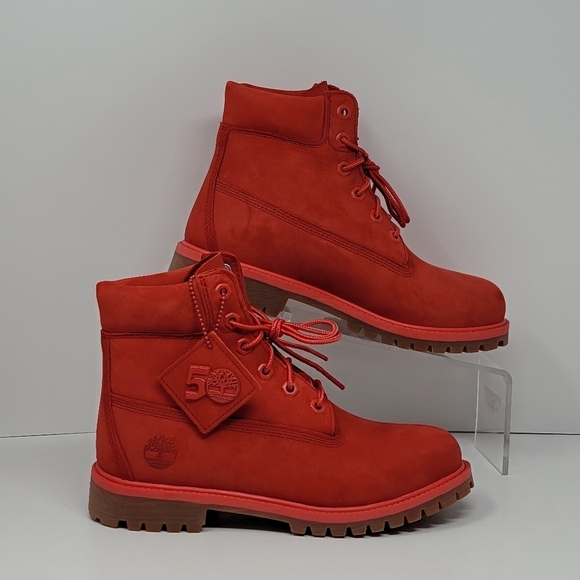 Timberland Premium 50th Anniversary 6"  Red Boots Waterproof A2R6B Boys Sz 5 New - Picture 1 of 10